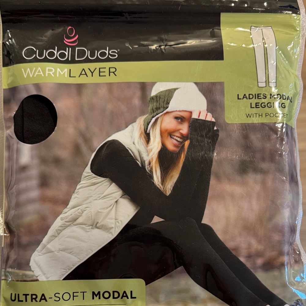 Cuddl Duds WarmLayer Black Ultra Soft Modal Leggings NEW